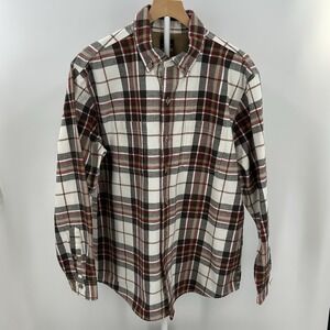 Ridgecut Toughwear Flannel Shirt Mens L Red Gray Plaid Button Down Workwear Cott